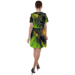 Short Sleeve Shoulder Cut Out Dress  