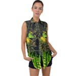 Machine Technology Circuit Electronic Computer Technics Detail Psychedelic Abstract Pattern Sleeveless Chiffon Button Shirt