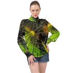 High Neck Long Sleeve Chiffon Top 