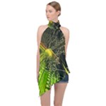 Machine Technology Circuit Electronic Computer Technics Detail Psychedelic Abstract Pattern Halter Asymmetric Satin Top