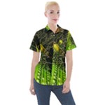 Machine Technology Circuit Electronic Computer Technics Detail Psychedelic Abstract Pattern Women s Short Sleeve Pocket Shirt
