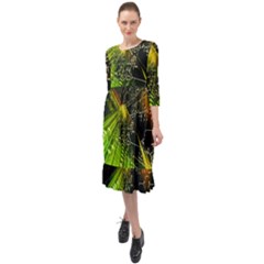 Ruffle End Midi Chiffon Dress 
