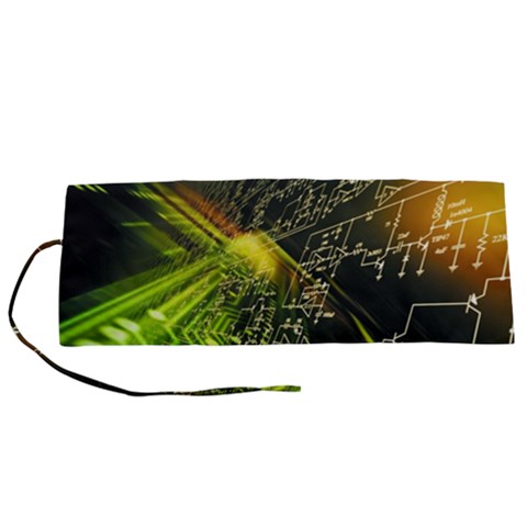 Machine Technology Circuit Electronic Computer Technics Detail Psychedelic Abstract Pattern Roll Up Canvas Pencil Holder (S) from ArtsNow.com