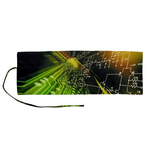 Machine Technology Circuit Electronic Computer Technics Detail Psychedelic Abstract Pattern Roll Up Canvas Pencil Holder (M) from ArtsNow.com