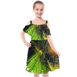 Machine Technology Circuit Electronic Computer Technics Detail Psychedelic Abstract Pattern Kids  Cut Out Shoulders Chiffon Dress