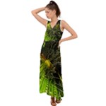 Machine Technology Circuit Electronic Computer Technics Detail Psychedelic Abstract Pattern V-Neck Chiffon Maxi Dress