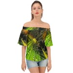 Machine Technology Circuit Electronic Computer Technics Detail Psychedelic Abstract Pattern Off Shoulder Short Sleeve Top