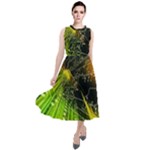 Machine Technology Circuit Electronic Computer Technics Detail Psychedelic Abstract Pattern Round Neck Boho Dress
