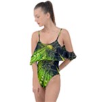 Machine Technology Circuit Electronic Computer Technics Detail Psychedelic Abstract Pattern Drape Piece Swimsuit