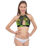 Machine Technology Circuit Electronic Computer Technics Detail Psychedelic Abstract Pattern Cross Front Halter Bikini Top