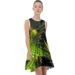 Machine Technology Circuit Electronic Computer Technics Detail Psychedelic Abstract Pattern Frill Swing Dress