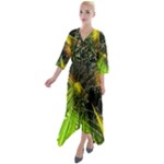 Machine Technology Circuit Electronic Computer Technics Detail Psychedelic Abstract Pattern Quarter Sleeve Wrap Front Maxi Dress