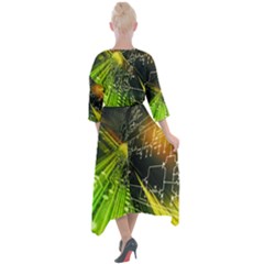 Quarter Sleeve Wrap Front Maxi Dress 