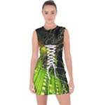 Machine Technology Circuit Electronic Computer Technics Detail Psychedelic Abstract Pattern Lace Up Front Bodycon Dress
