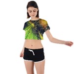 Machine Technology Circuit Electronic Computer Technics Detail Psychedelic Abstract Pattern Tie Back Short Sleeve Crop T-Shirt