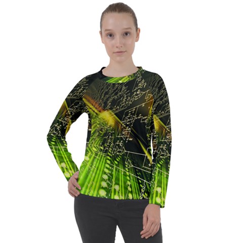 Machine Technology Circuit Electronic Computer Technics Detail Psychedelic Abstract Pattern Women s Long Sleeve Raglan T