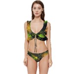 Machine Technology Circuit Electronic Computer Technics Detail Psychedelic Abstract Pattern Low Cut Ruffle Edge Bikini Set