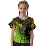 Machine Technology Circuit Electronic Computer Technics Detail Psychedelic Abstract Pattern Kids  Cut Out Flutter Sleeves