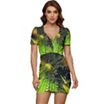 Machine Technology Circuit Electronic Computer Technics Detail Psychedelic Abstract Pattern Low Cut Cap Sleeve Mini Dress