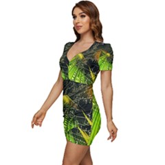 Low Cut Cap Sleeve Mini Dress 