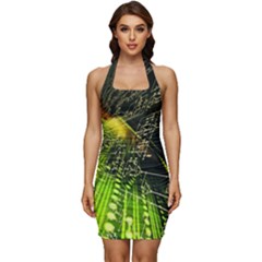 Sleeveless Wide Square Neckline Ruched Bodycon Dress 