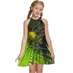 Machine Technology Circuit Electronic Computer Technics Detail Psychedelic Abstract Pattern Kids  Halter Collar Waist Tie Chiffon Dress