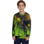 Machine Technology Circuit Electronic Computer Technics Detail Psychedelic Abstract Pattern Kids  Crewneck Sweatshirt