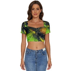 Short Sleeve Square Neckline Crop Top  