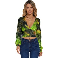 Long Sleeve Deep-V Velour Top 
