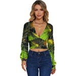 Machine Technology Circuit Electronic Computer Technics Detail Psychedelic Abstract Pattern Long Sleeve Deep-V Velour Top