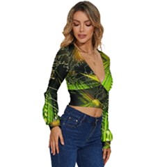 Long Sleeve Deep-V Velour Top 