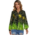 Machine Technology Circuit Electronic Computer Technics Detail Psychedelic Abstract Pattern Women s Long Sleeve Button Up Shirt