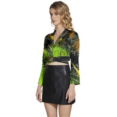 Long Sleeve Tie Back Satin Wrap Top 