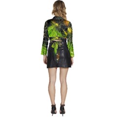 Long Sleeve Tie Back Satin Wrap Top 