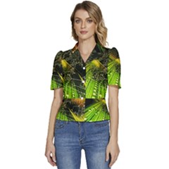 Puffed Short Sleeve Button Up Jacket 