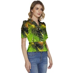 Puffed Short Sleeve Button Up Jacket 