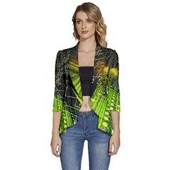 Women s 3/4 Sleeve Ruffle Edge Open Front Jacket 
