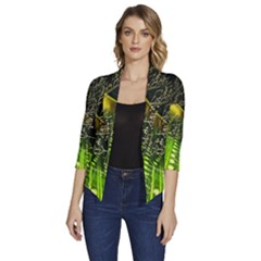 Women s Draped Front 3/4 Sleeve Shawl Collar Jacket 