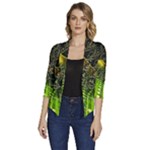 Machine Technology Circuit Electronic Computer Technics Detail Psychedelic Abstract Pattern Women s Draped Front 3/4 Sleeve Shawl Collar Jacket