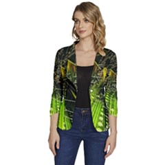 Women s One-Button 3/4 Sleeve Short Jacket 