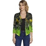 Machine Technology Circuit Electronic Computer Technics Detail Psychedelic Abstract Pattern Women s Casual 3/4 Sleeve Spring Jacket