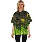 Machine Technology Circuit Electronic Computer Technics Detail Psychedelic Abstract Pattern Women s Batwing Button Up Shirt
