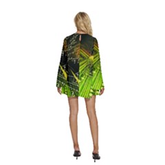 Round Neck Long Sleeve Bohemian Style Chiffon Mini Dress 