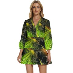 V-Neck Placket Mini Dress 