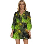 Machine Technology Circuit Electronic Computer Technics Detail Psychedelic Abstract Pattern V-Neck Placket Mini Dress