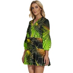 V-Neck Placket Mini Dress 