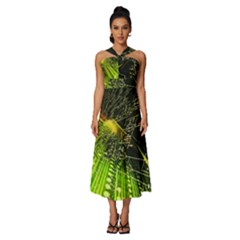 Sleeveless Cross Front Cocktail Midi Chiffon Dress 