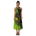 Machine Technology Circuit Electronic Computer Technics Detail Psychedelic Abstract Pattern Sleeveless Cross Front Cocktail Midi Chiffon Dress
