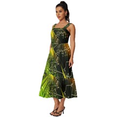 Square Neckline Tiered Midi Dress 