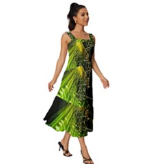 Square Neckline Tiered Midi Dress 